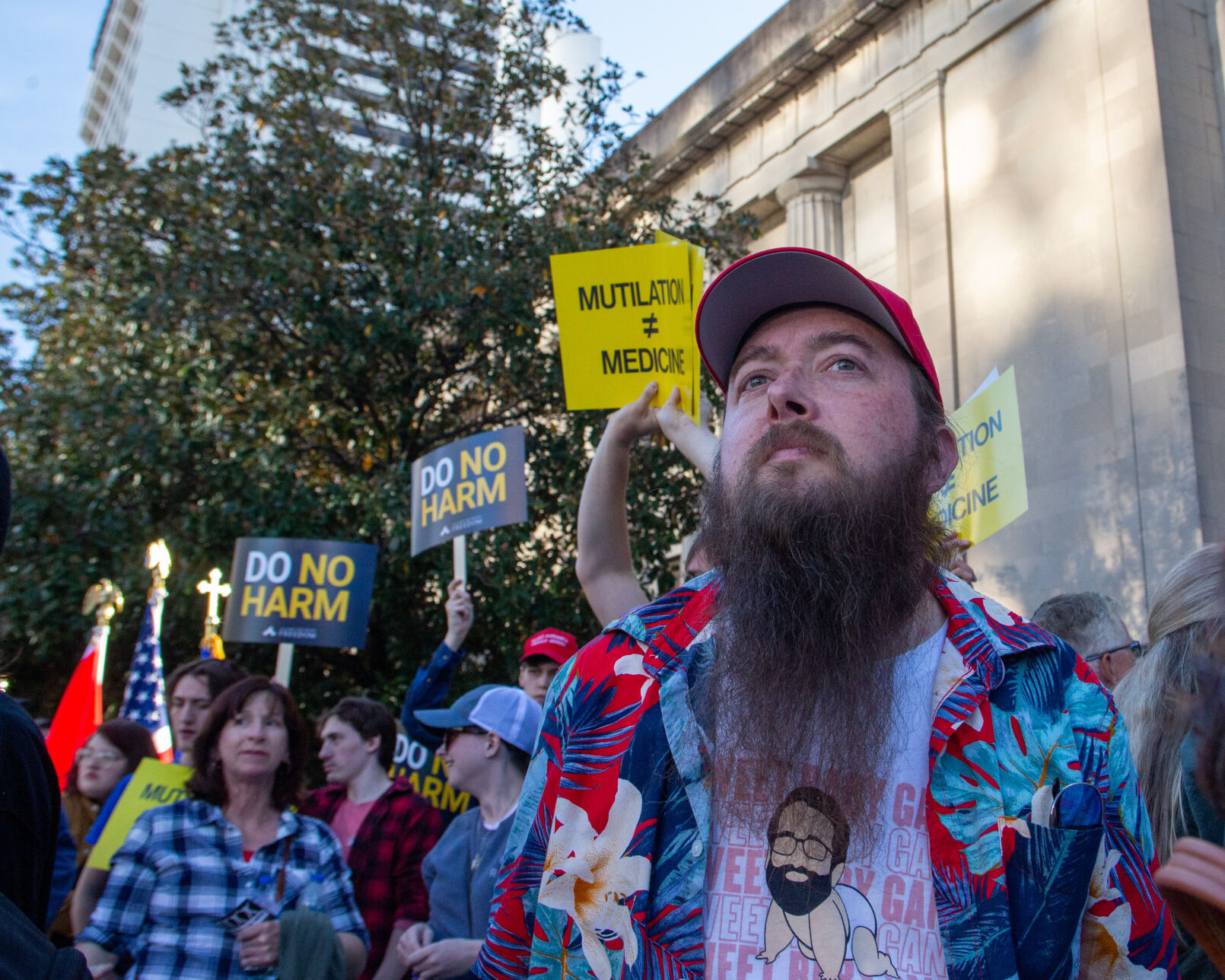 Protesters rally against transgender health care, Oct. 21, 2022